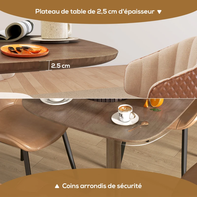 HOMCOM Table à manger pour 4 personne table de cuisine carrée style moderne avec plateau aspect bois, 70 x 70 cm, marron