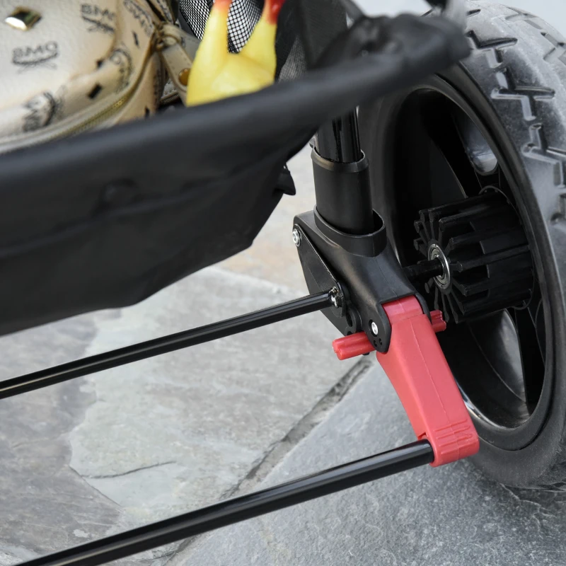 PawHut Hundewagen Hundebuggy Katzenbuggy Pet Stroller mit 3 Rädern klappbar Hunde Katze Oxford Grau+Schwarz 109,5 x 57,5 x 106,5 cm