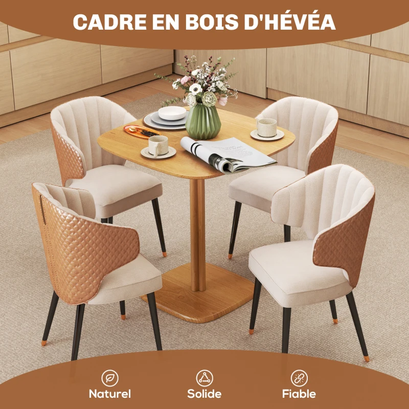 HOMCOM Table à manger pour 4 personne table de cuisine style moderne avec plateau aspect bois, 70 x 70 cm, bois naturel