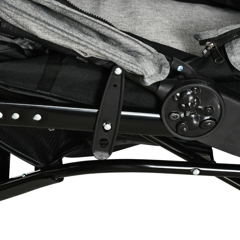 PawHut Hundewagen Hundebuggy Katzenbuggy Pet Stroller mit 3 Rädern klappbar Hunde Katze Oxford Grau+Schwarz 109,5 x 57,5 x 106,5 cm