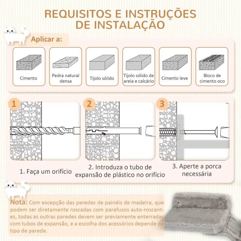 PawHut Conjunto de Prateleiras para Gatos de 4 Peças com Rede Postes de Arranhar Escada e Plataformas Cinzento