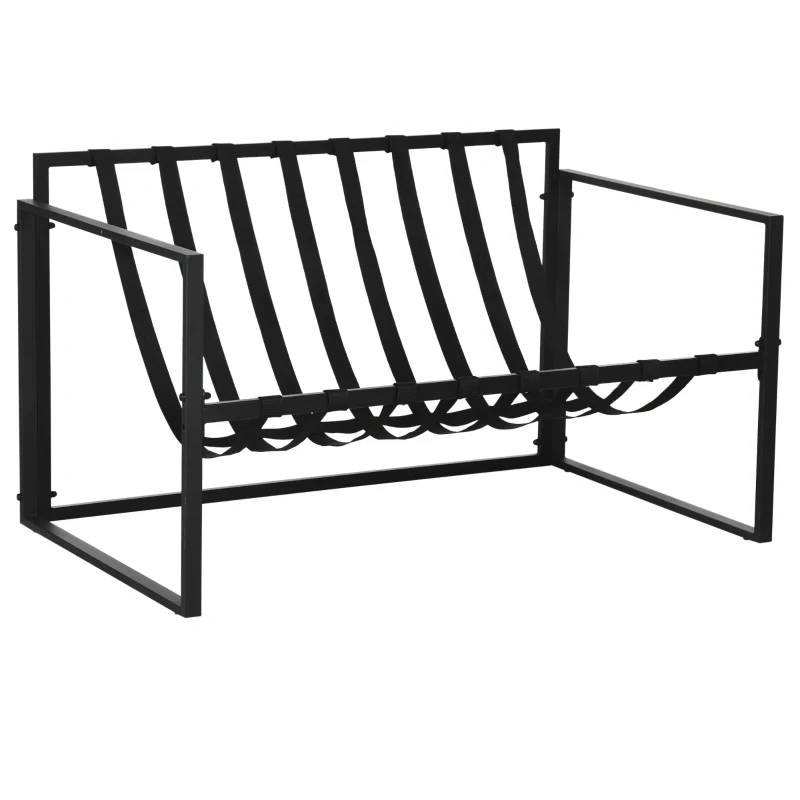 Outsunny Gartenmöbel-Set, 1 Glastisch, 2 Sessel. 1 Sofa, wetterbeständig,114 cm x 70 cm x 67 cm, Grau+Schwarz