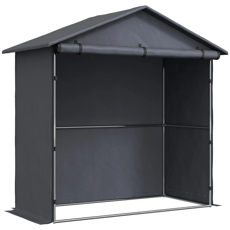 Outsunny Cort Garaj cu Intrare Rulabilă, Corzi și Țăruși, 1.1x2 m, Gri Închis(m-11)