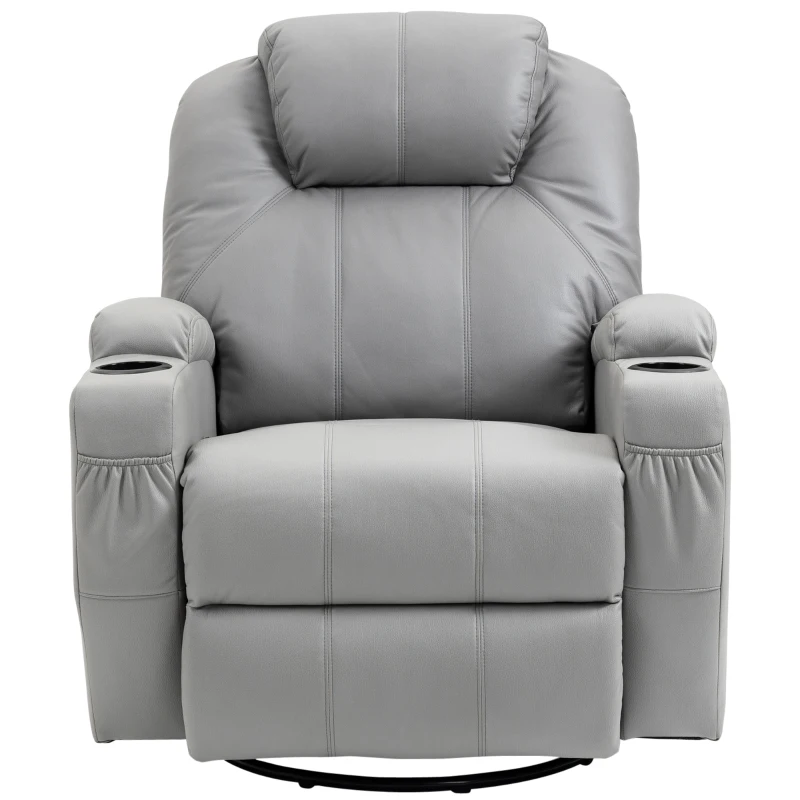 HOMCOM Massagesessel mit Fußstütze, 8 Vibrationspunkte, 5 Modi, inkl. Fernbedienung, Hellgrau