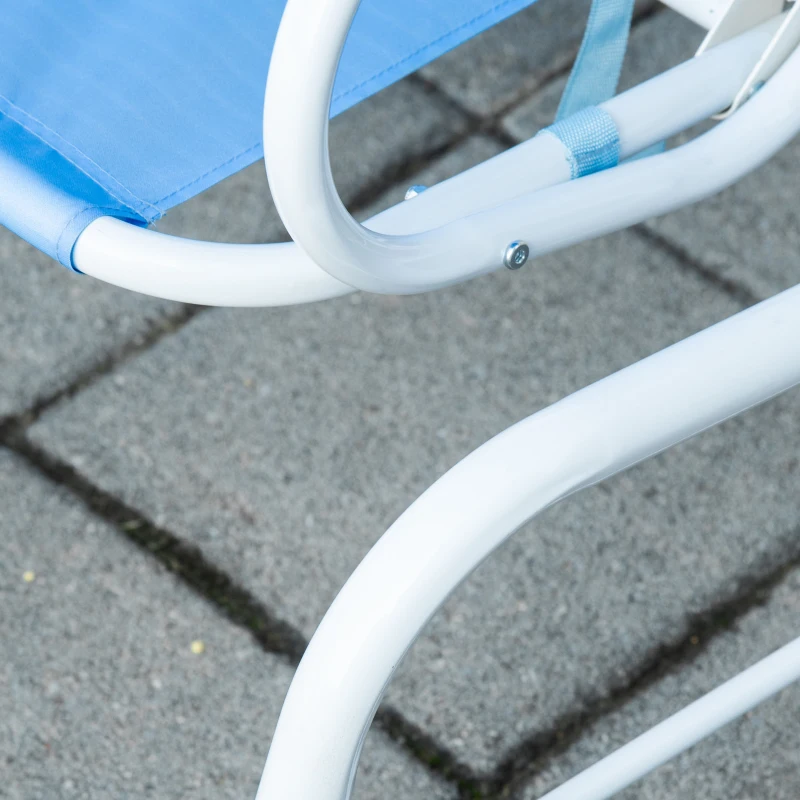 Outsunny 4-teiliges Gartenmöbel-Set für Kinder, mit Hai-Motiv, 1 Hollywoodschaukel, 2 Stühle, 1 Sonnenschirm mit Tisch, Blau