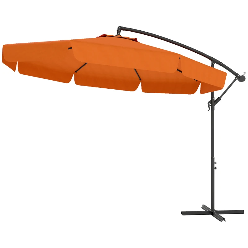 Outsunny 2.7m Garden Cantilever Banana Parasol - Orange