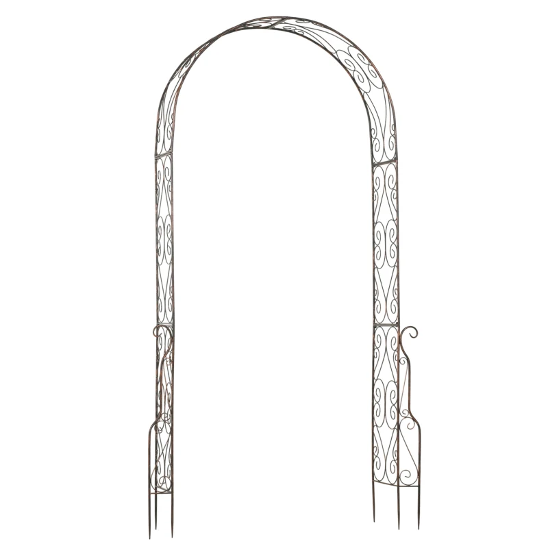 Outsunny Arche de Jardin Arche à rosiers Style Fer forgé dim. 120L x 30l x 226H cm métal époxy Noir Vieilli cuivré