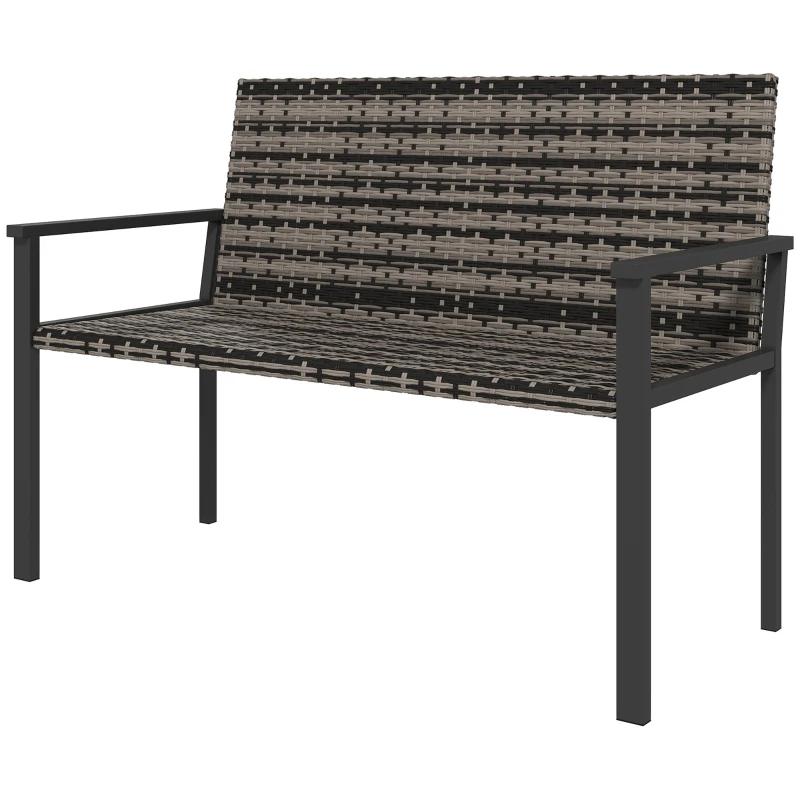 Outsunny Two-Seater Rattan Bench - Mixed Grey