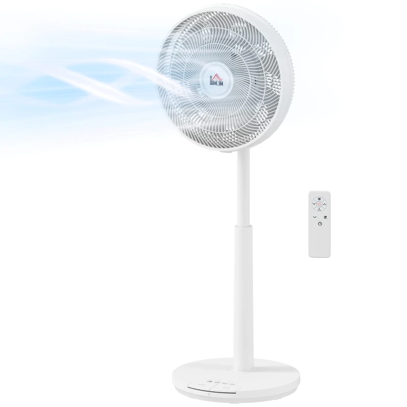 HOMCOM Pedestal Fan with Oscillating, Tilt, Adjustable Height, White
