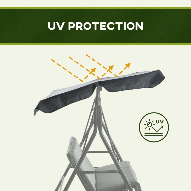 Outsunny 3 Seater Garden Swing Chair, Outdoor Swing Chair with Adjustable Canopy, Mental Frame & Cushions, Grey