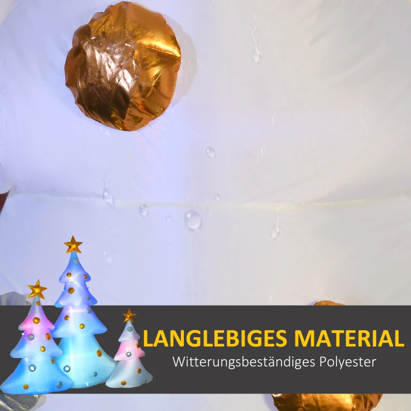HOMCOM 3er-Set aufblasbare Weihnachtsbäume, inkl. Gebläse, In- und Outdoor, inkl. Befestigungsmaterial, Weiß+Gold