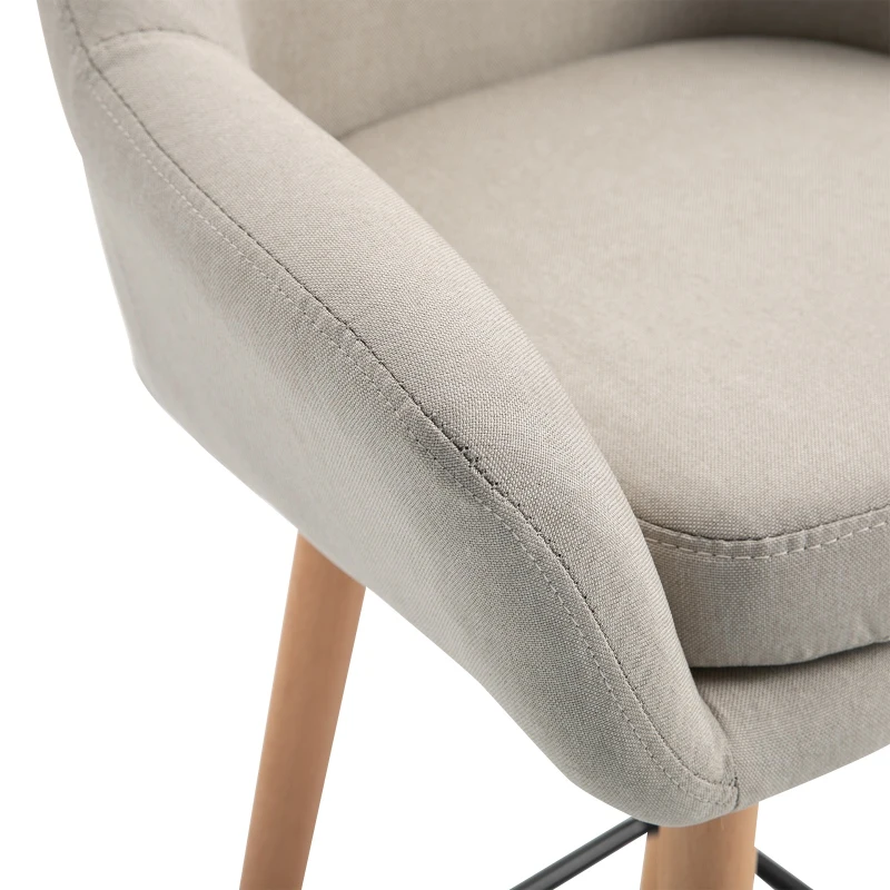 HOMCOM 2er-Set Barhocker, inkl. Fußstütze, Massivholz, 55 cm x 48c m x 100 cm,  Beige