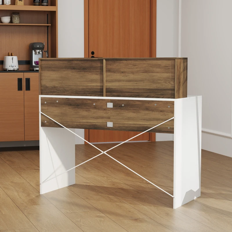 HOMCOM Birou PC pentru Studiu cu Blat Înălțat și 2 Rafturi, 110x50x102.6 cm, Alb și Maro Nuc