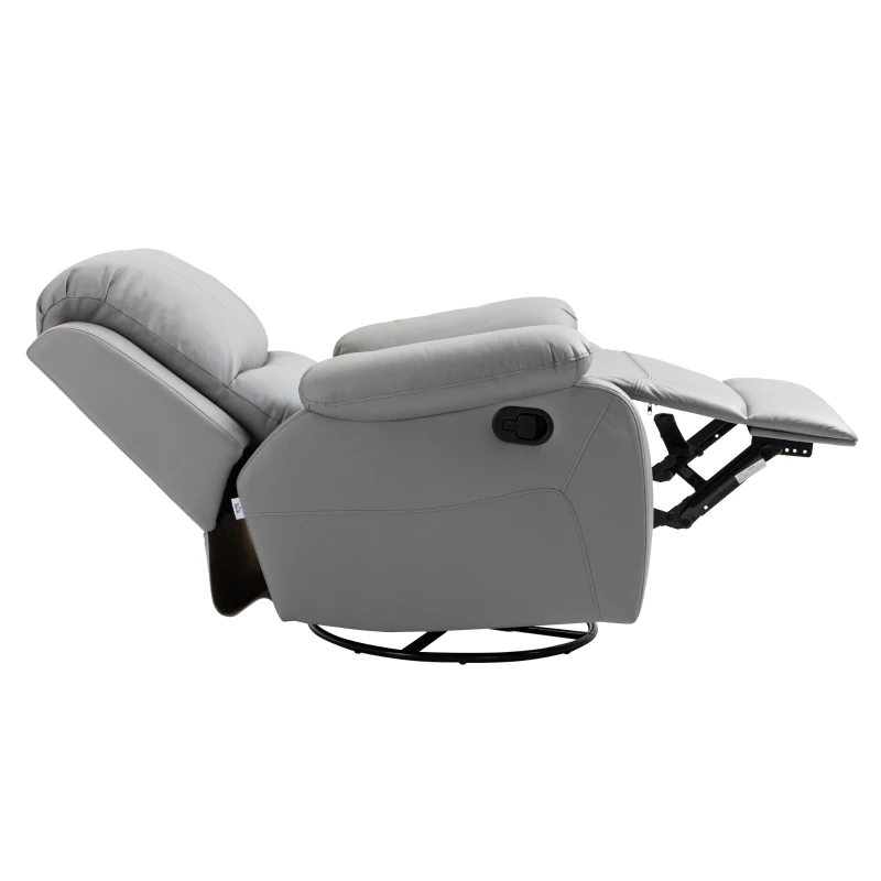 HOMCOM Relaxsessel, Liegesessel, neigbare Rücklehne, drehbar, Wippfunktion, mit Fußstütze, Stahl, grau, 93 x 100 x 98Hcm