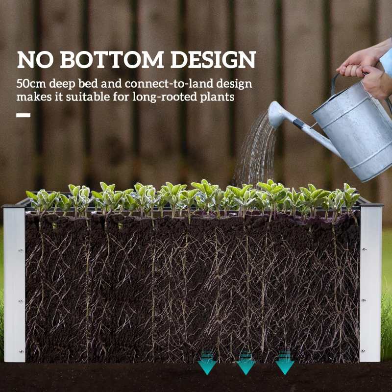 Outsunny plantenbak bloemenkuip terras balkon weerbestendig grijs zonder bodem buiten