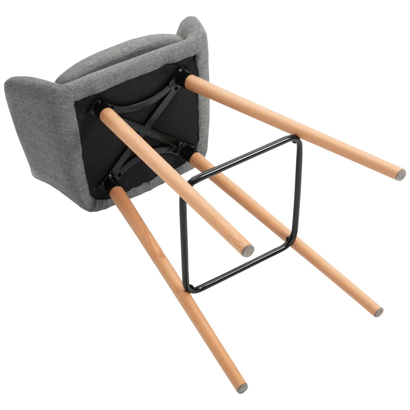 HOMCOM 2er-Set Barhocker, inkl. Fußstütze, Massivholz, 55 cm x 48c m x 100 cm,  Grau