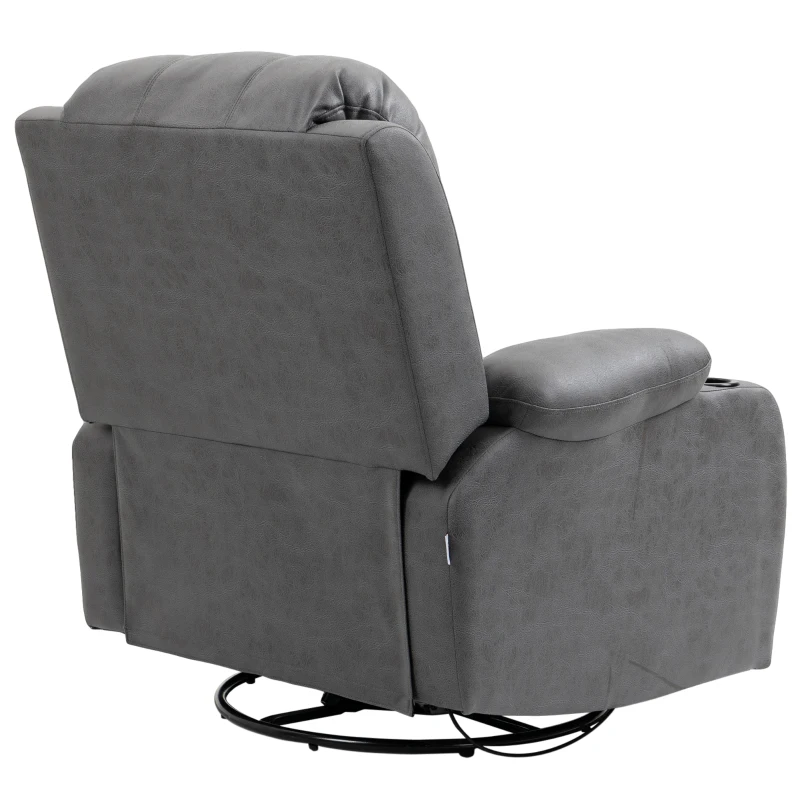 HOMCOM Relaxsessel mit Fußstütze und Liegefunktion, inkl. Getränkehalter, Fernsehsessel, 87 cm x 95 cm x102 cm, Grau