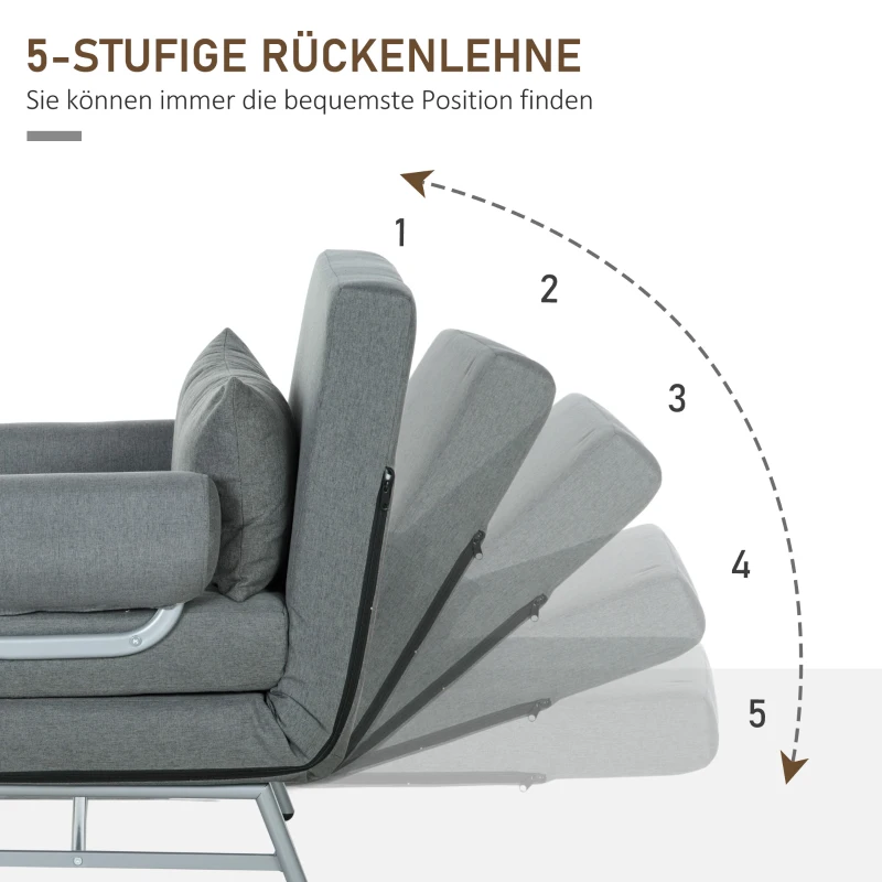 HOMCOM Schlafsessel, Polstersessel, zum Gästebett umwandelbar, ergonomisch, Dunkelgrau