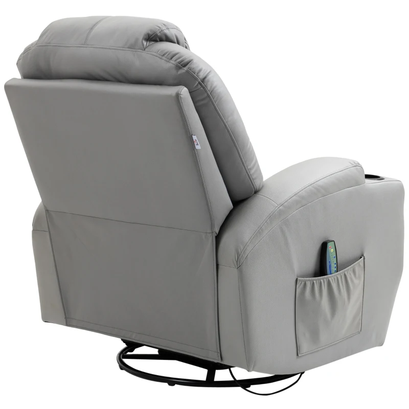 HOMCOM Massagesessel mit Fußstütze, 8 Vibrationspunkte, 5 Modi, inkl. Fernbedienung, Hellgrau