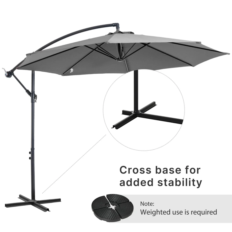 Outsunny Cantilever Umbrella Parasol Hanging Banana Steel Dark Grey 3M Patio