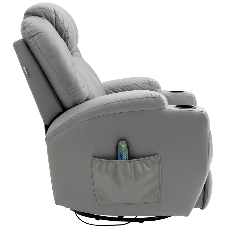 HOMCOM Massagesessel mit Fußstütze, 8 Vibrationspunkte, 5 Modi, inkl. Fernbedienung, Hellgrau