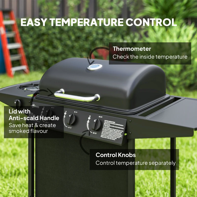 Outsunny Four Burner Gas Grill BBQ - Black