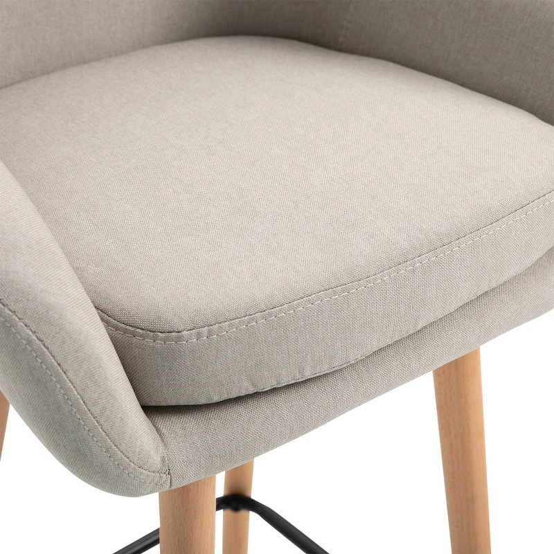 HOMCOM 2er-Set Barhocker, inkl. Fußstütze, Massivholz, 55 cm x 48c m x 100 cm,  Beige