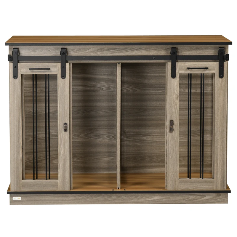 PawHut Hundekäfig mit 2 Türen, Hundebox, Transportbox für Hunde, rustikales Design, verriegelbar, Braun