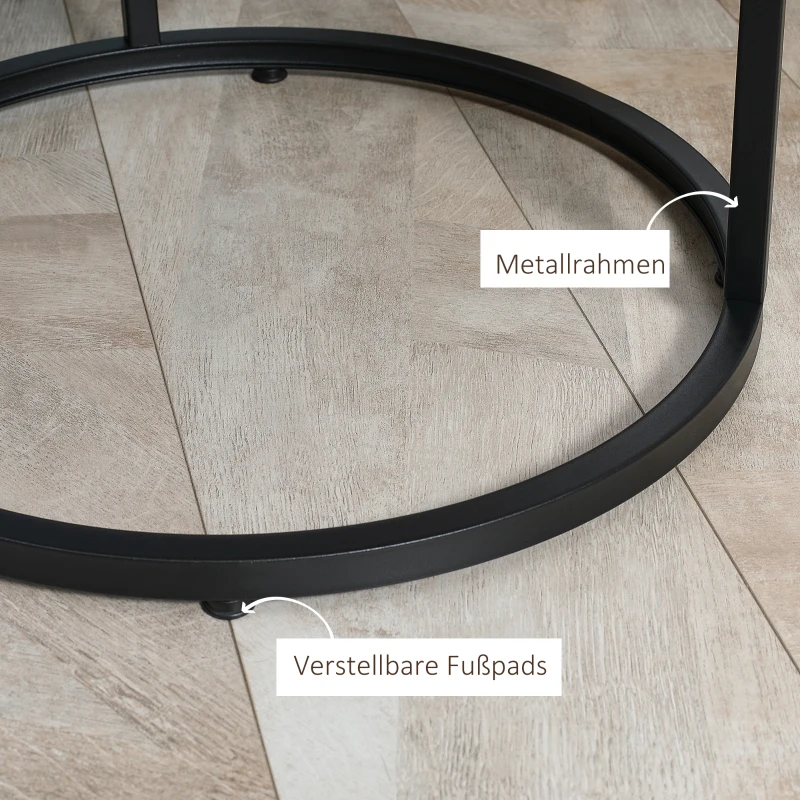 HOMCOM Satztische, Couchtische, 2er-Set, verstellbare Füße, Industrial Design, grau, 75 x 75 x 49cm