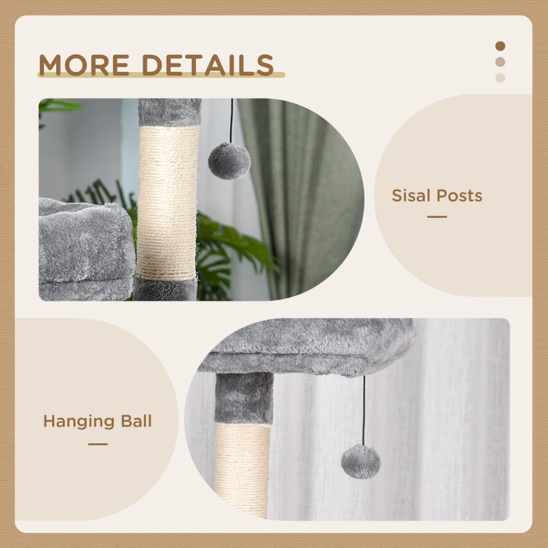 PawHut Krabpaal voor katten klimboom voor katten kattenmeubel met sisalpalen