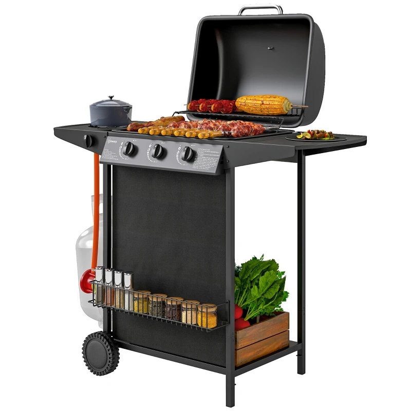 Outsunny Four Burner Gas Grill BBQ - Black