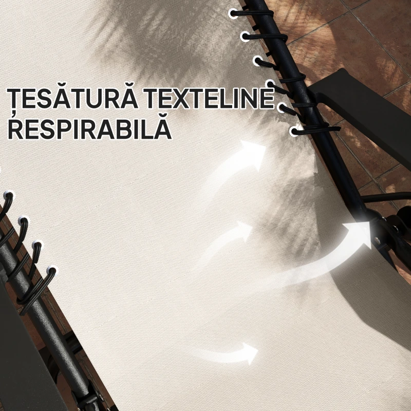 Outsunny Set de 2 Șezlonguri de Grădină cu Gravitație Zero și Măsuță cu Suport pentru Pahare, 47x47x54 cm, Bej