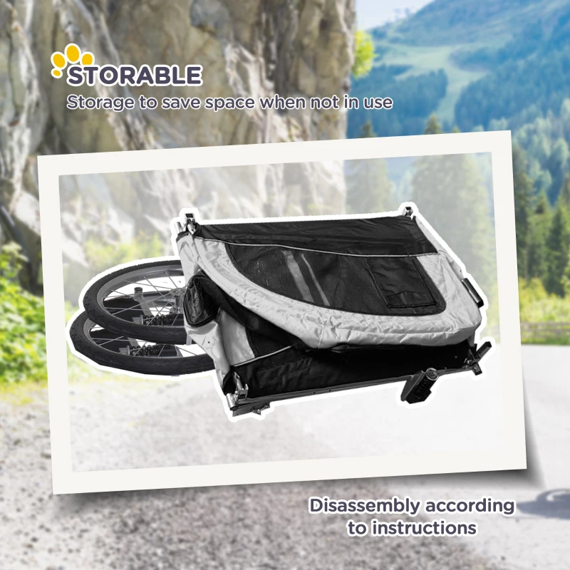 PawHut 2 in 1 hondenaanhanger fietskar jogger vlag regenhoes voor honden Wit