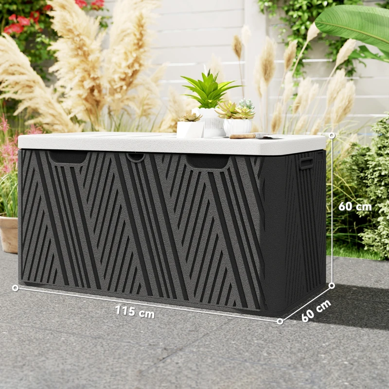 Outsunny Cutie de Depozitare Impermeabilă pentru Exterior cu Capac și Mânere, 115x60x60 cm, Negru