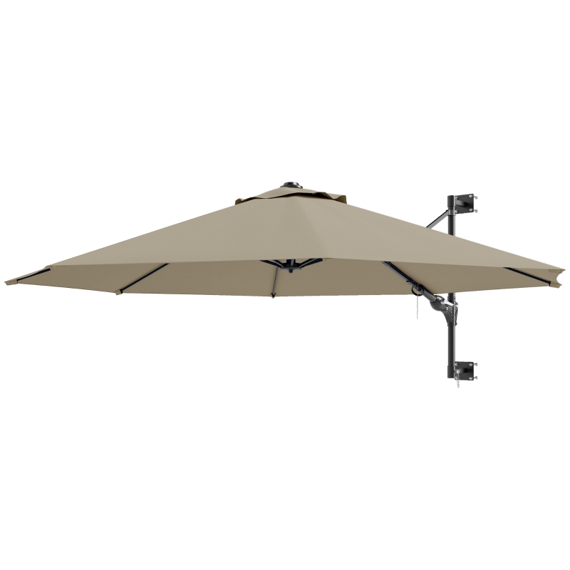 Outsunny 3(m) Wall-Mounted Parasol Shade, with Handle - Khaki