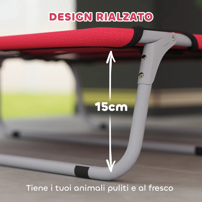 PawHut Brandina per Cani Piccoli Pieghevole per Interno ed Esterno, Metallo e Tessuto Oxford, 71x58x20 cm, Rosso