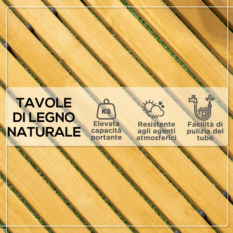Outsunny Passerella per Giardino a Doghe Arrotolabili e Semi Flessibile, in Legno di Abete, 185x60 cm, Giallo
