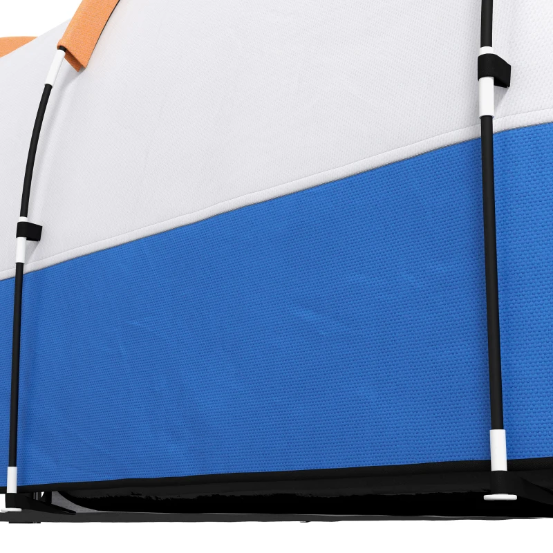 Outsunny Cort de Camping pentru 2-3 Persoane Impermeabil cu 2 Zone și 3 Intrări, 420x200x150 cm, Portocaliu