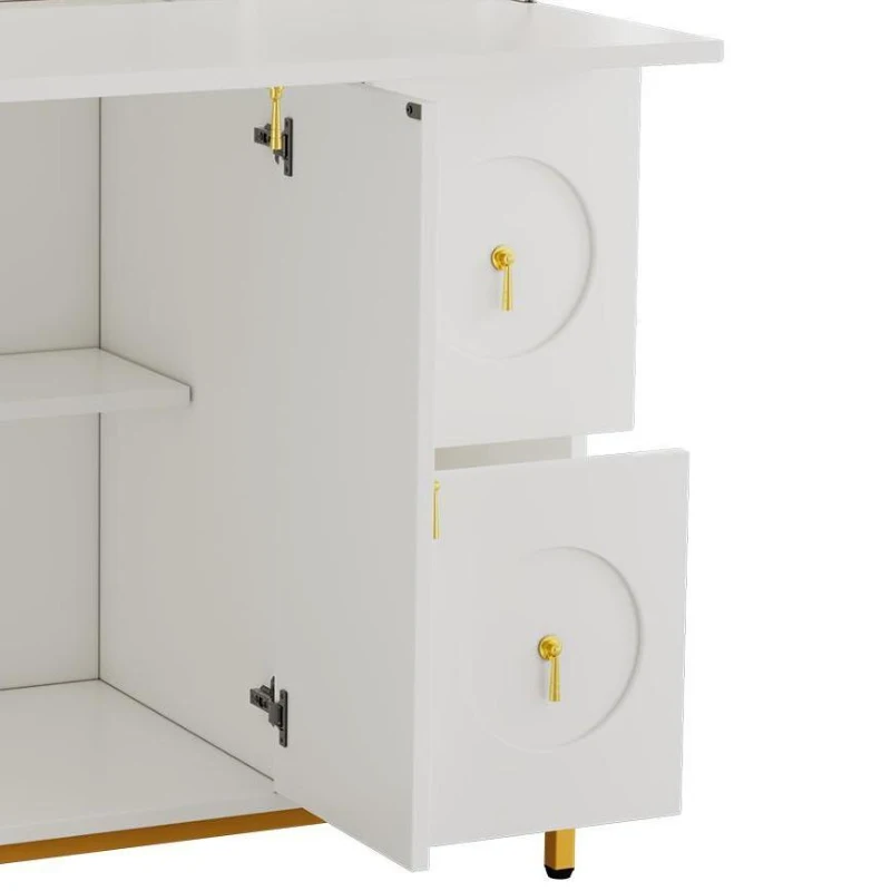 Moderno armario alto con mucho espacio de almacenamiento, escritorio plegable, 100×51×150 cm, Blanco