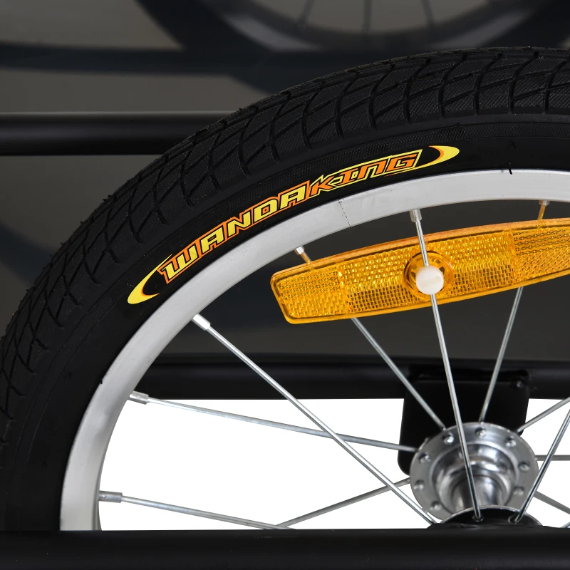 PawHut Reboque de bicicleta dobrável para carregamento de bagagem de 40kg com estrutura de aço leve e refletores 139x71,5x49 cm Preto