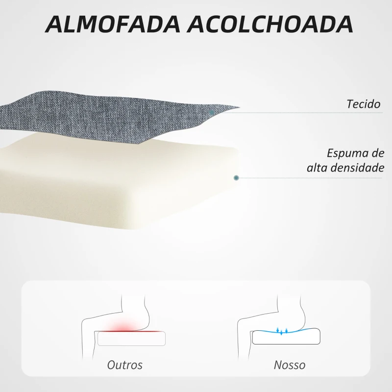 HOMCOM Cadeira de Escritório sem Apoio para os Braços Estofada em Linho Sintético com Altura Ajustável 53x43x85-93 cm Cinza