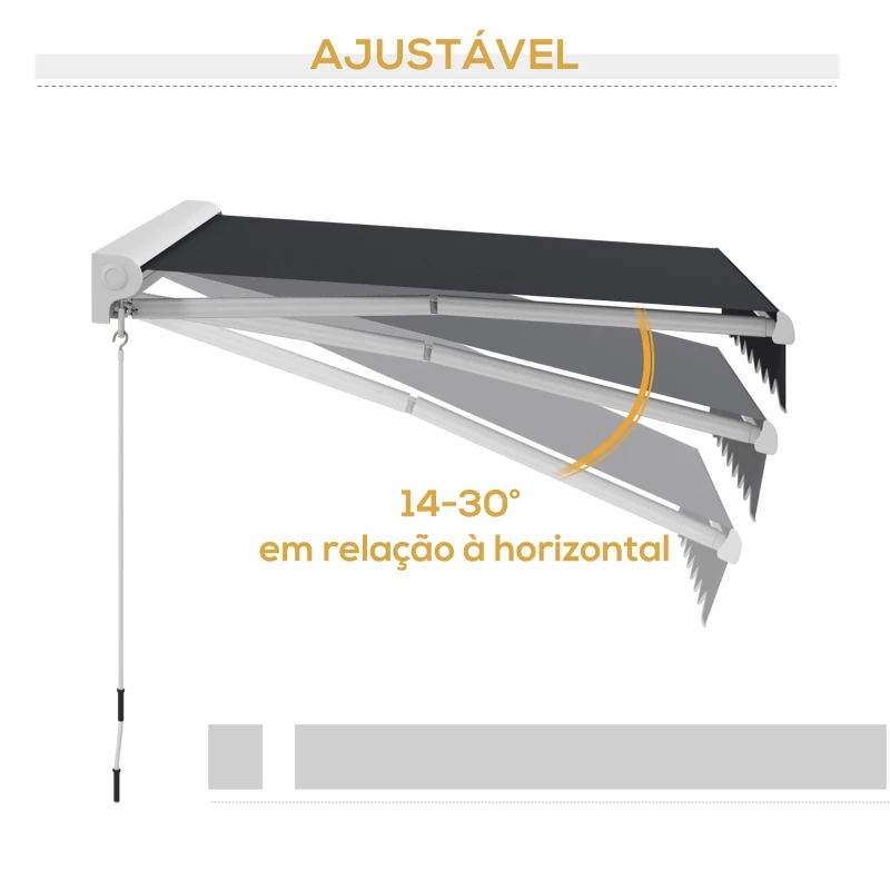 Outsunny Toldo Retrátil Elétrico ou Manual 250x200 cm Toldo Portátil para Varanda com Controlo Remoto Manivela Manual Cinzento Escuro
