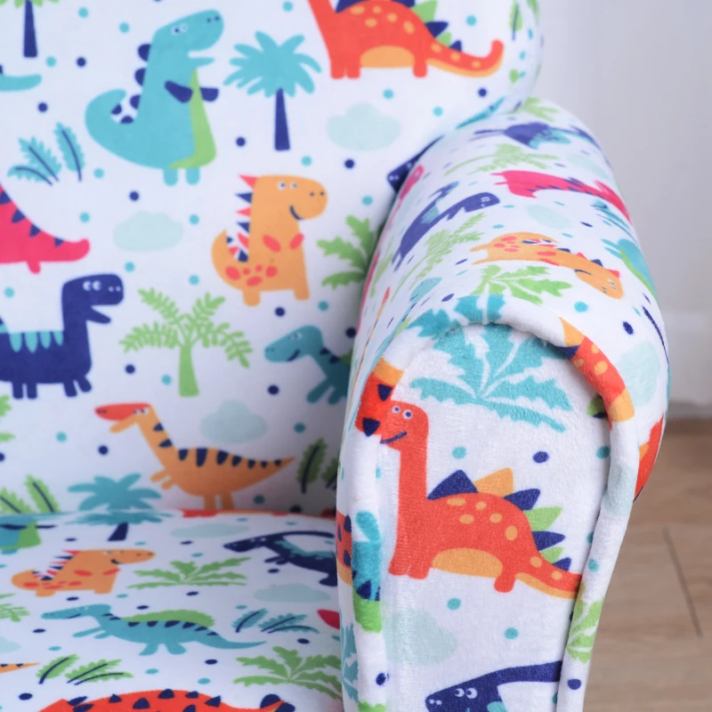 HOMCOM Poltrona para Crianças acima de 3 Anos com Desenhos de Foguete Estrutura de Madeira e Estofado em Flanela 50x39x44 cm Multicor