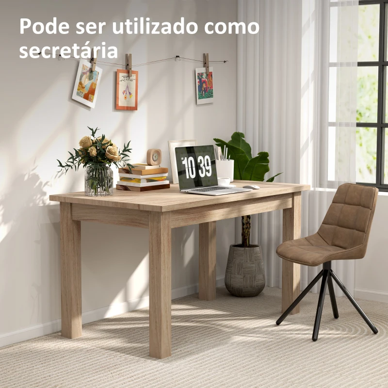 HOMCOM Mesa de Jantar Mesa Retangular para 6 Pessoas Mesa de Refeição para Cozinha Sala de Jantar 140x80x78 cm Madeira