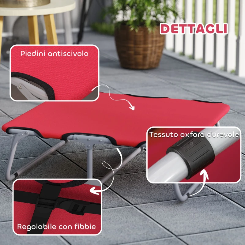 PawHut Brandina per Cani Piccoli Pieghevole per Interno ed Esterno, Metallo e Tessuto Oxford, 71x58x20 cm, Rosso