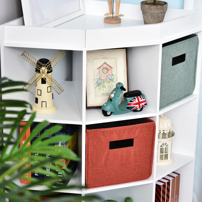 HOMCOM Estantería de Esquina para Juguetes con cestos extraíbles Mueble de Almacenaje para Habitación Infantil 57x57x95cm Blanco