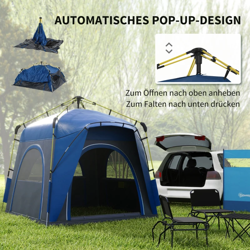Outsunny Pop Up Kuppelzelt für 4 Personen leicht, stabil wasserdicht UV 50+ mit Haken Tür Fenster, Bodenplane(m-4)