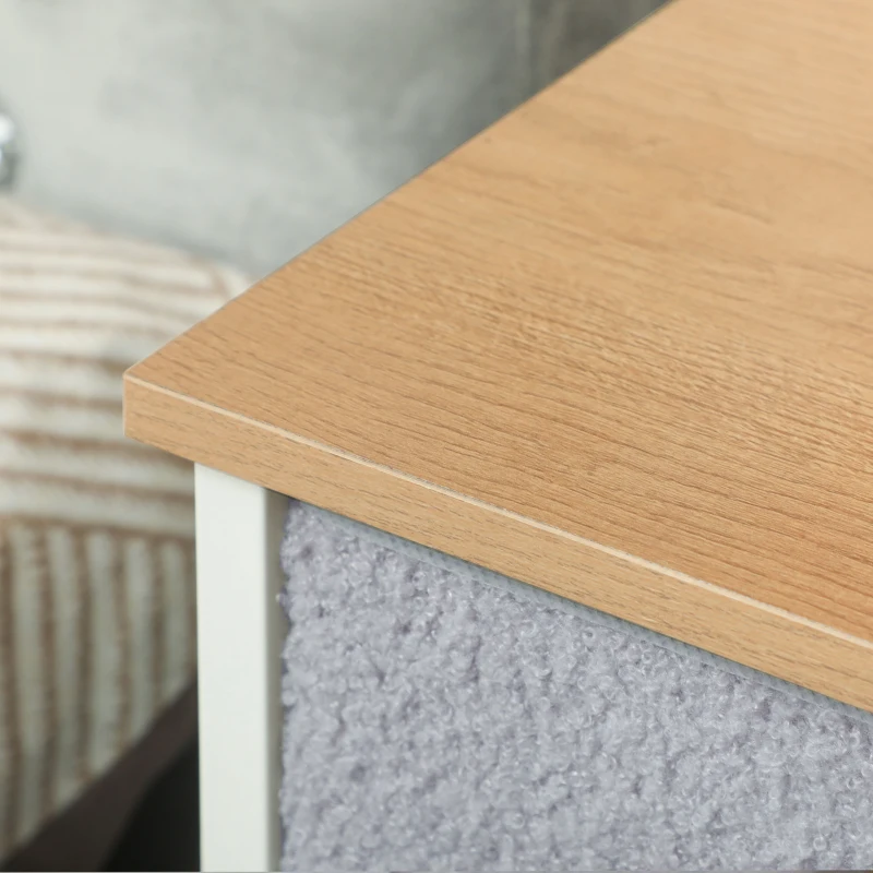HOMCOM Cómoda com 9 Gavetas Estofada em Borreguito Cómoda de Tela com Estrutura de Aço Cómoda para Dormitório 100x30x99 cm Cinzento
