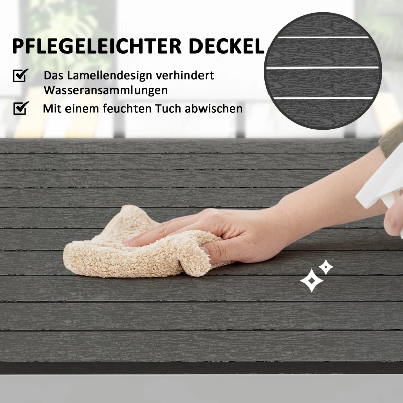 Outsunny Gartentisch Aluminium 120x70 cm Wetterfest Balkontisch mit Holzoptik, für 4-6 Personen Schwarz