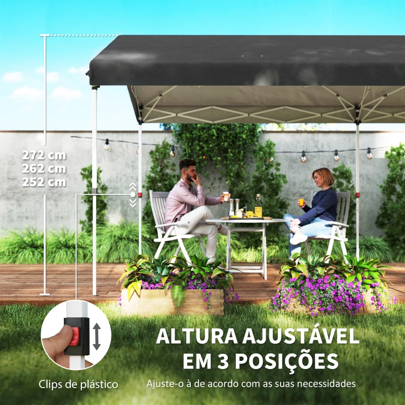 Outsunny Tenda Dobrável 584x297,5x272 cm com Altura Ajustável em 3 Níveis Proteção UV50+ e Bolsa de TransporteCinzento Escuro